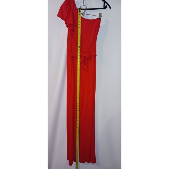 Lovers Friends Bethany Jumpsuit Small Red Women 1 Shoulder Front Tie Belt & Zip - Picture 11 of 15